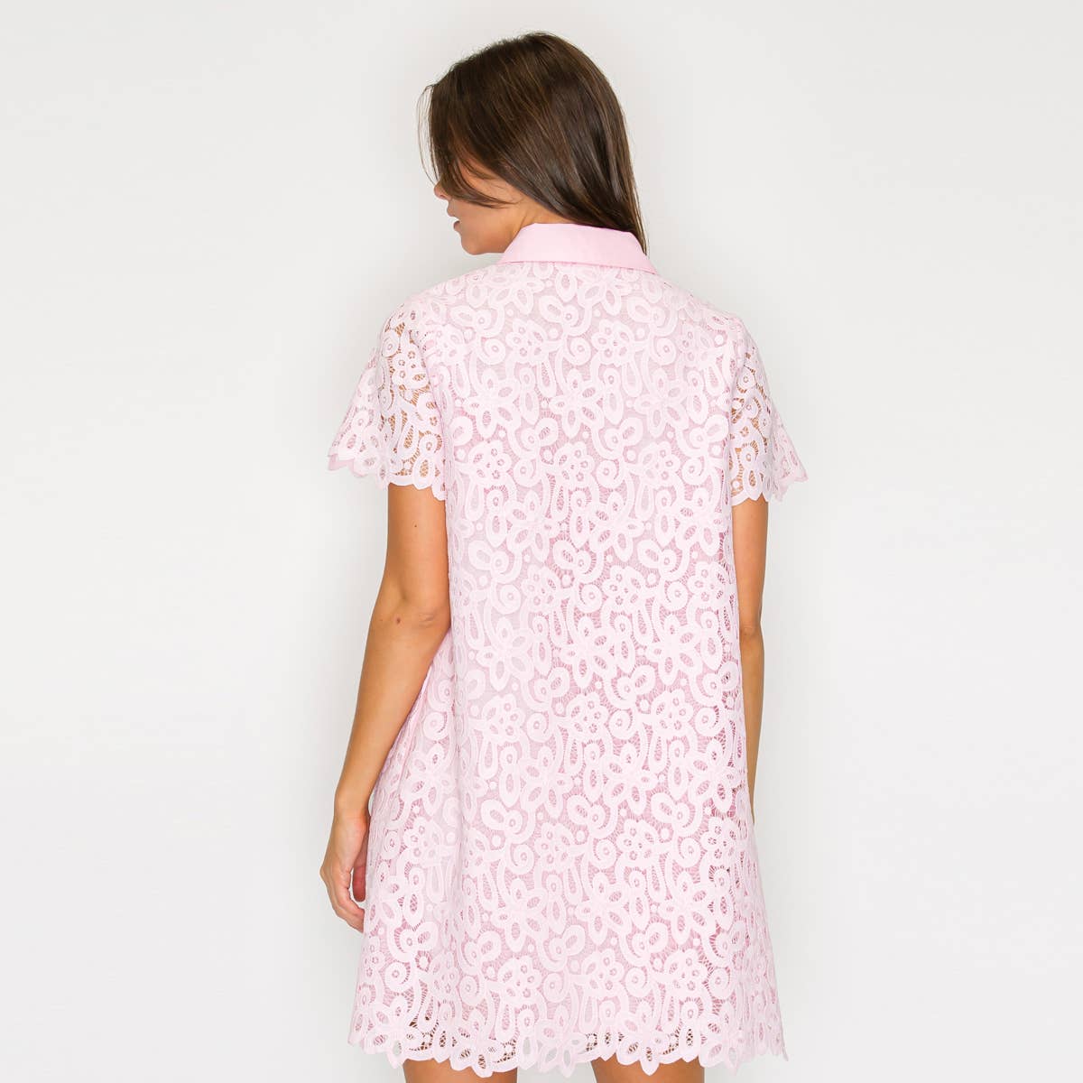 Blush Romance Lace Shirt Dress