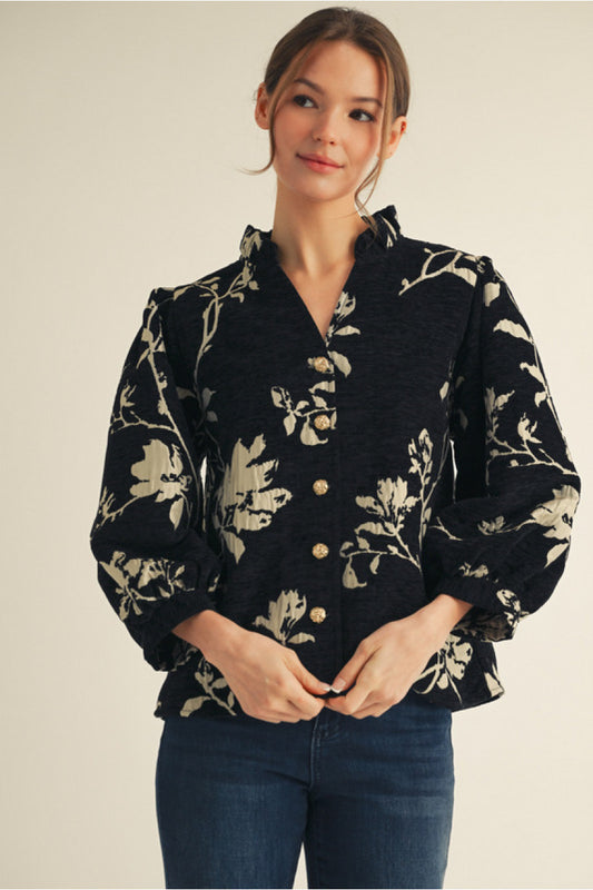 Georgina Black Floral Top
