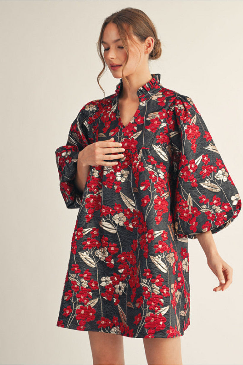 Ava Metallic Floral Dress