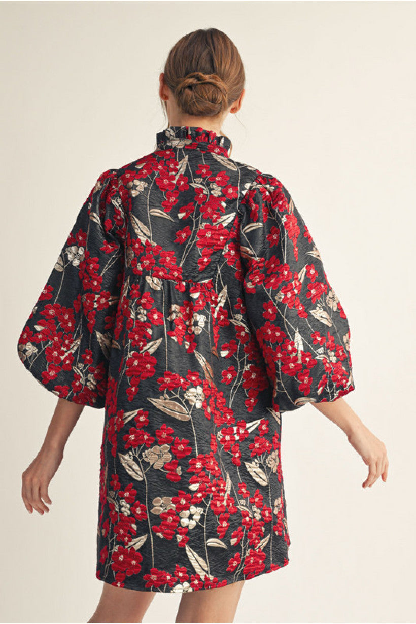 Ava Metallic Floral Dress