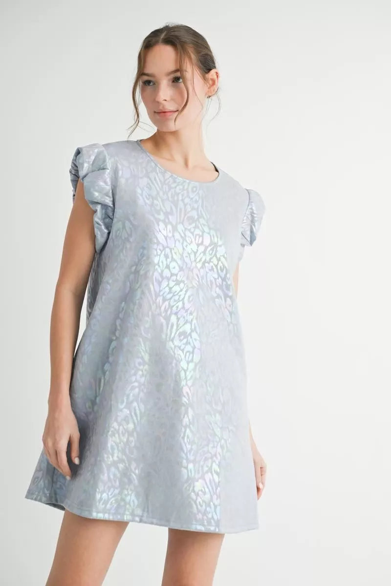 Blue Bubble Sleeve Dress