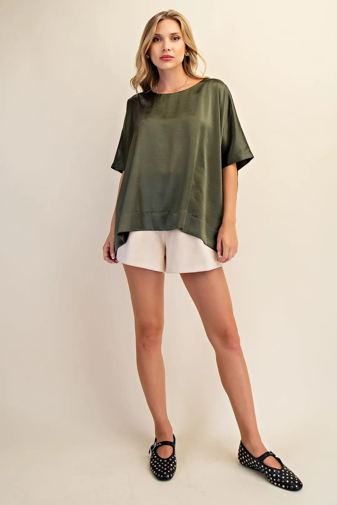 Lauren Satin Short Sleeve Top