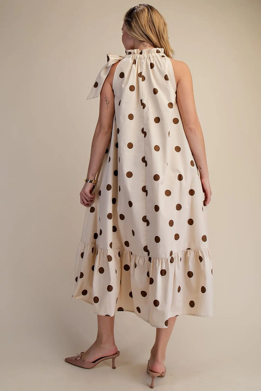 Polka Dot Sleeveless Midi Dress