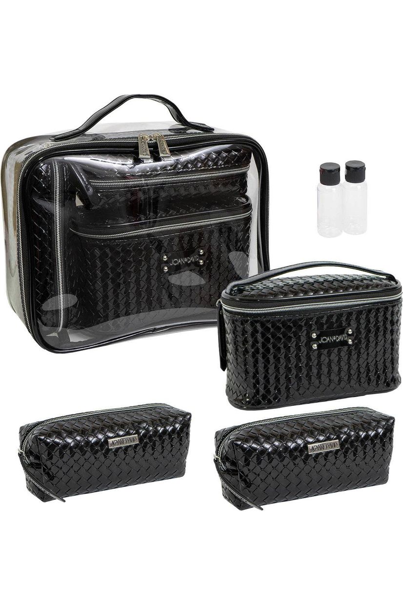 Joan & David Patent Woven 4 Piece Clear Cosmetic Bag Set: 104-SAGE