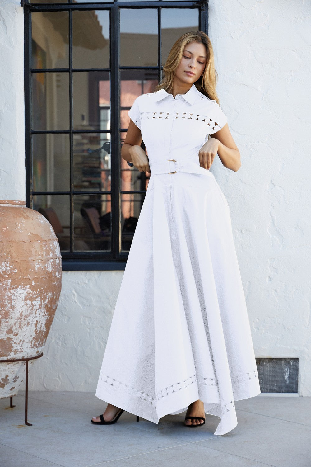 Penelope Short Sleeve White Dress