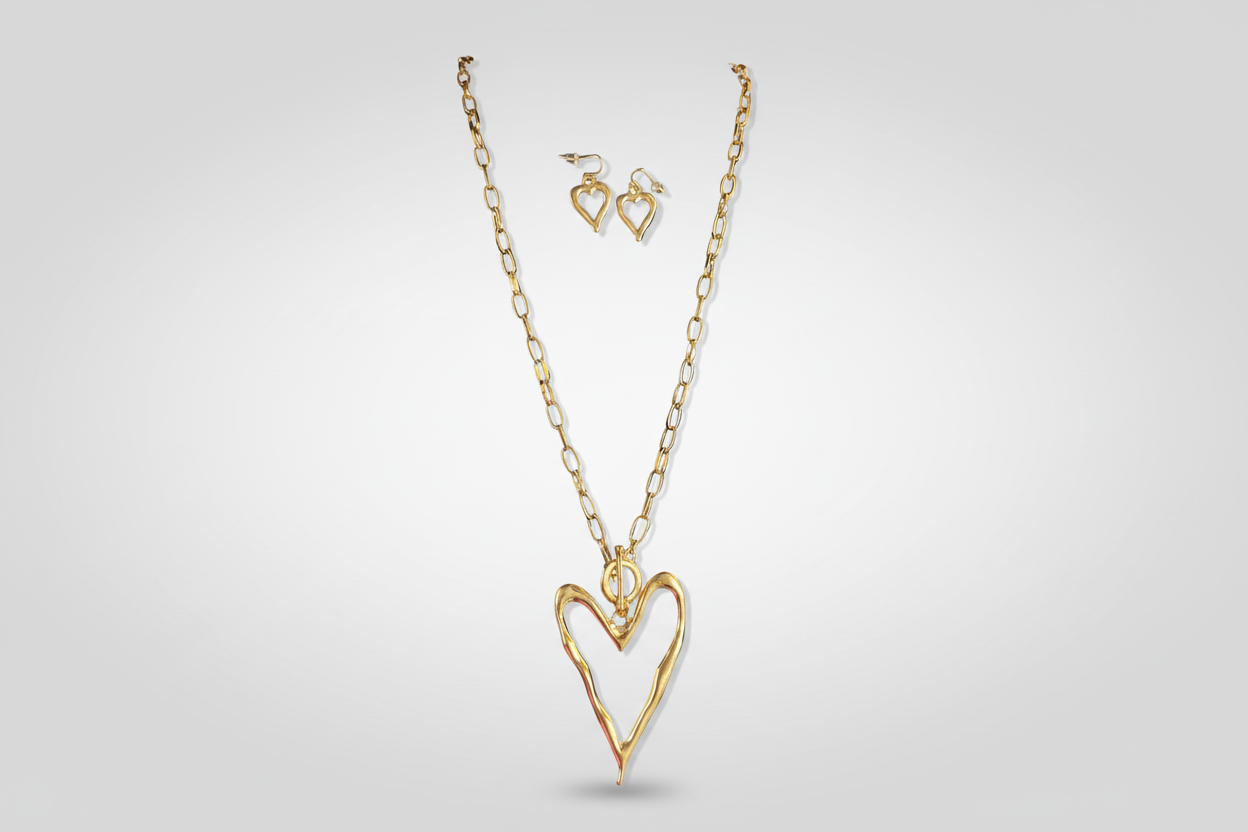 Heart Necklace and Earring Set