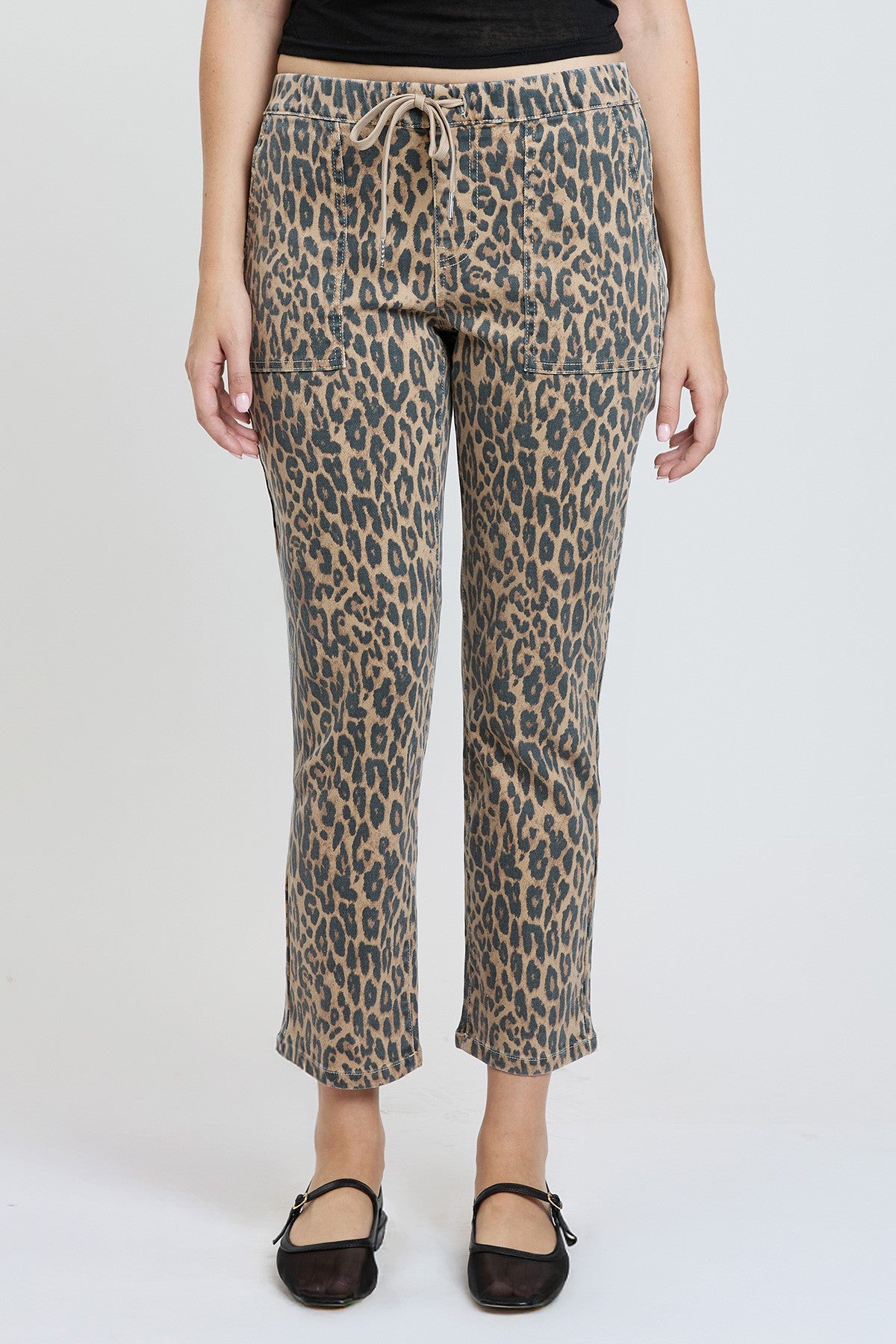 Cropped High Rise Pull on Jogger Denim
