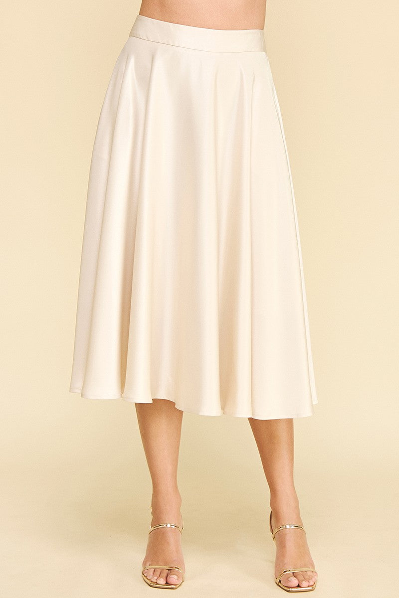 Silky Pleated Midi Skirt
