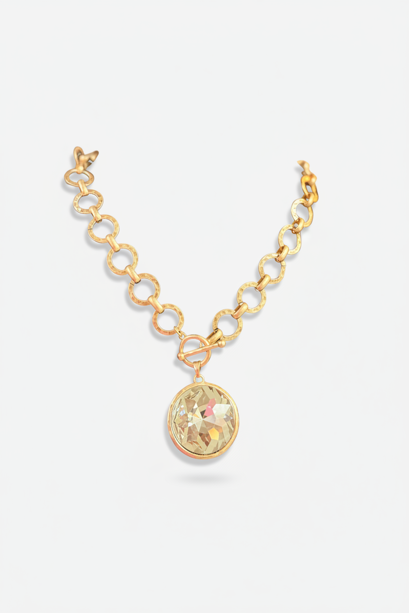 Rustic Gold Jeweled Necklace