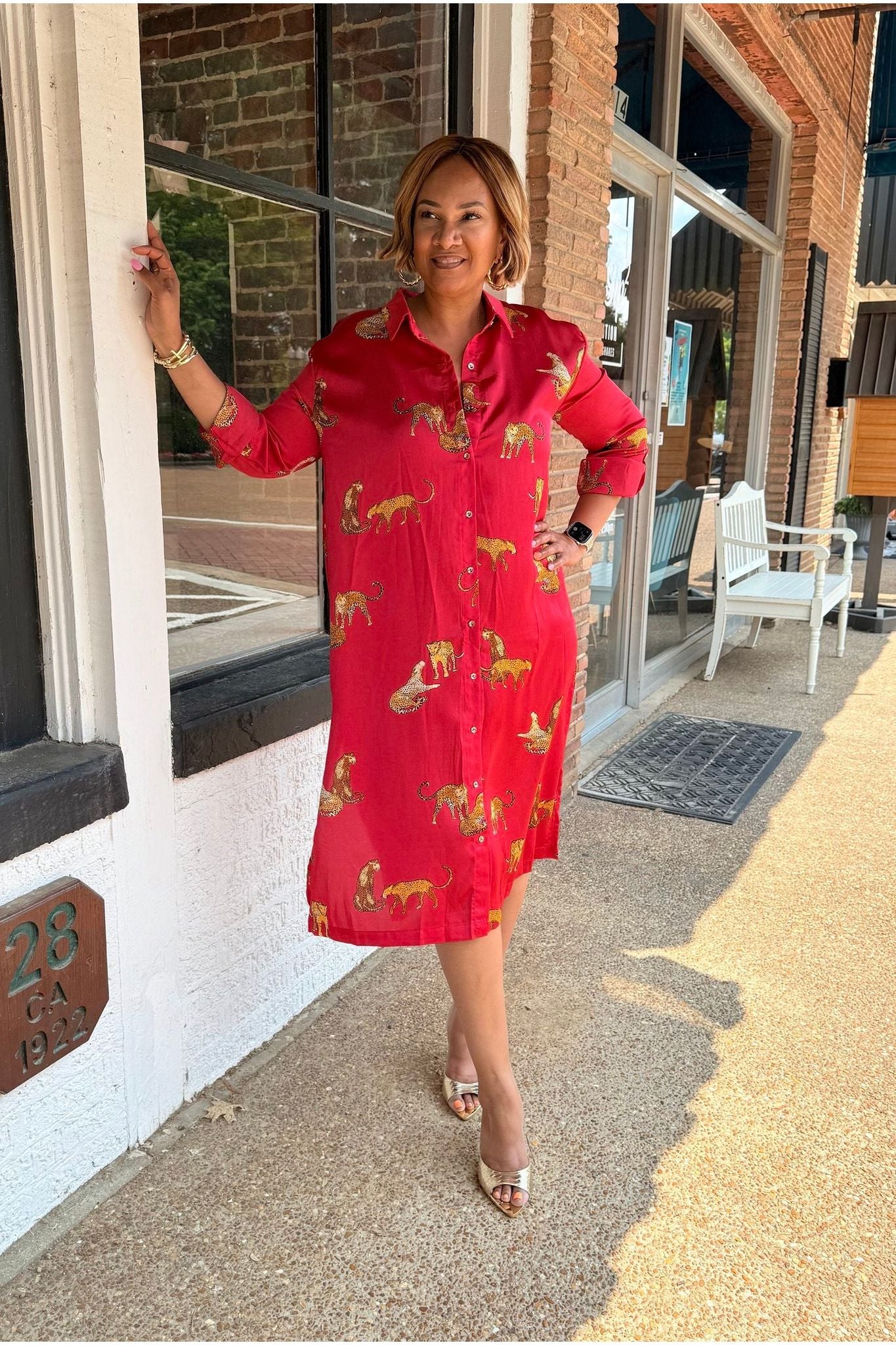 Leopard Side Dress in Red