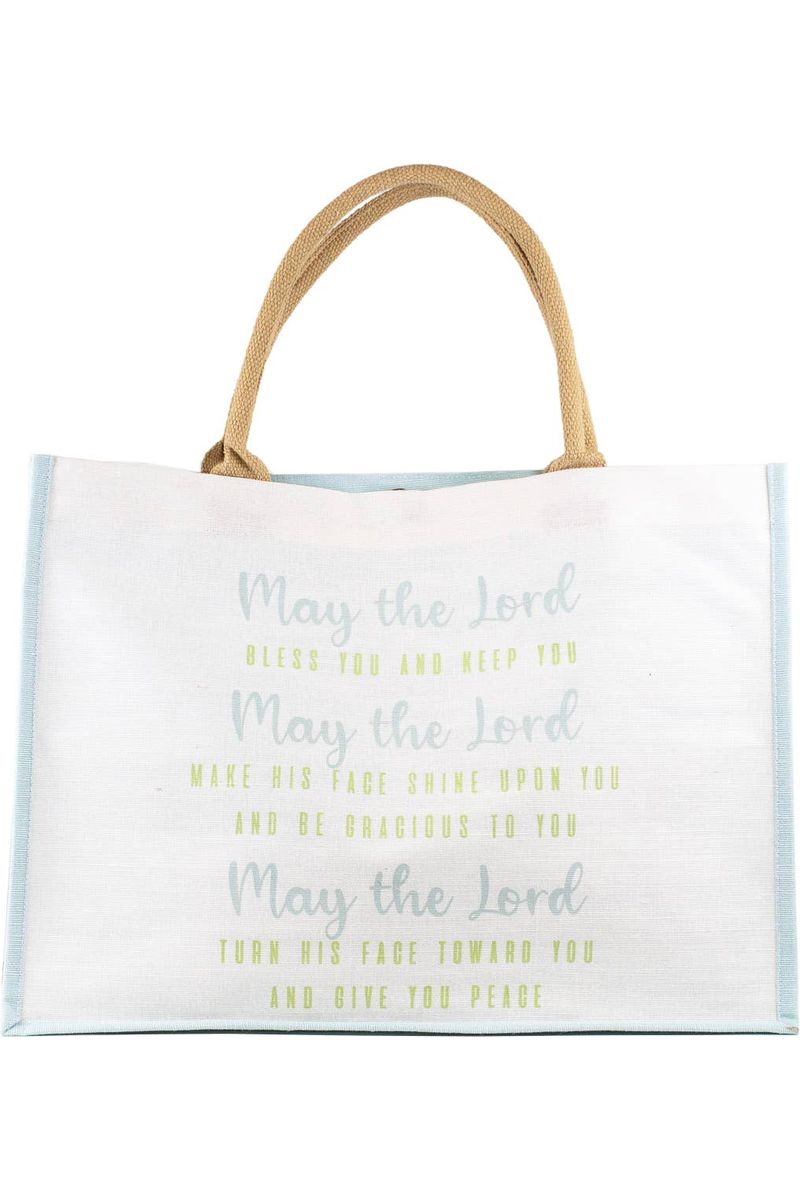 Grace Prayer Juco Tote   White/Green 19x14x7.5