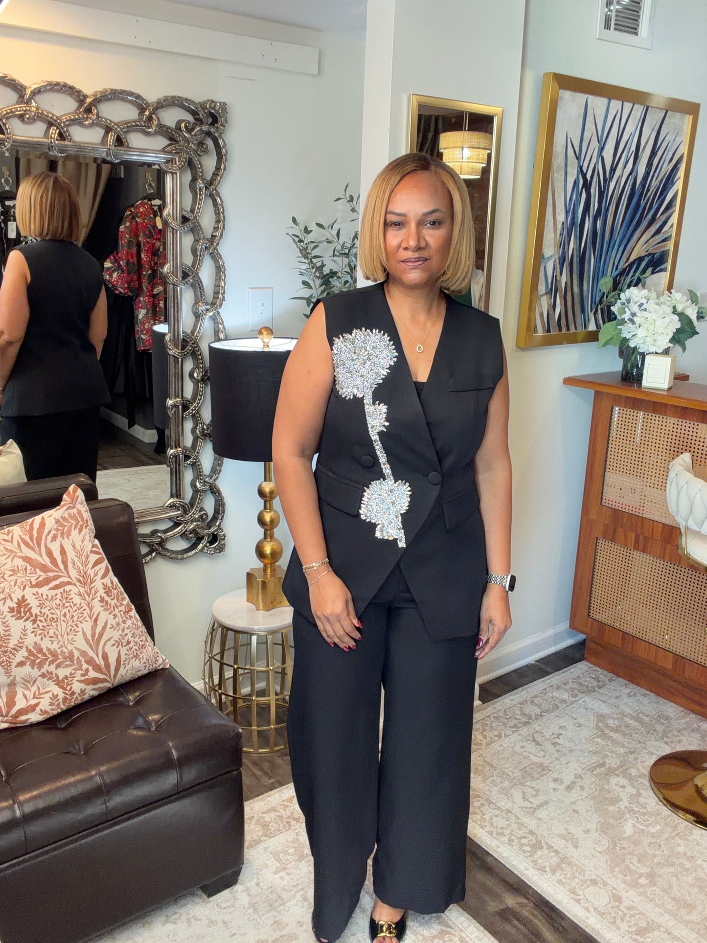 Beaded Applique Top and Pants