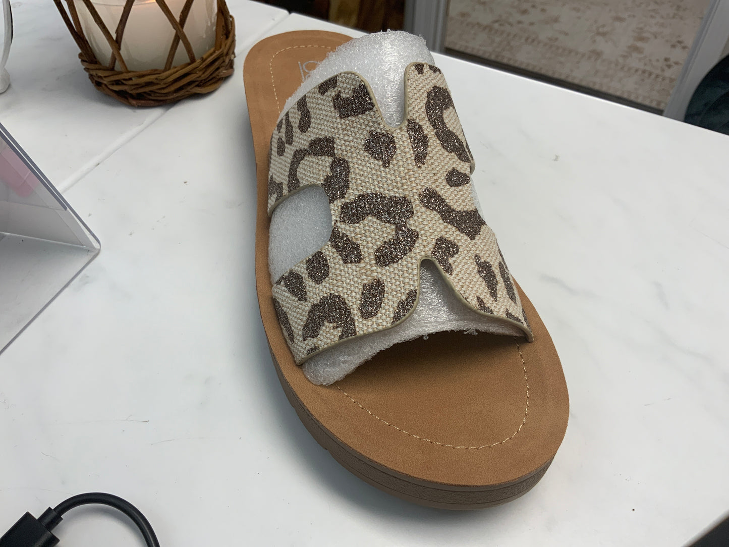 Corkys Tan Sparkle Leopard Sandal