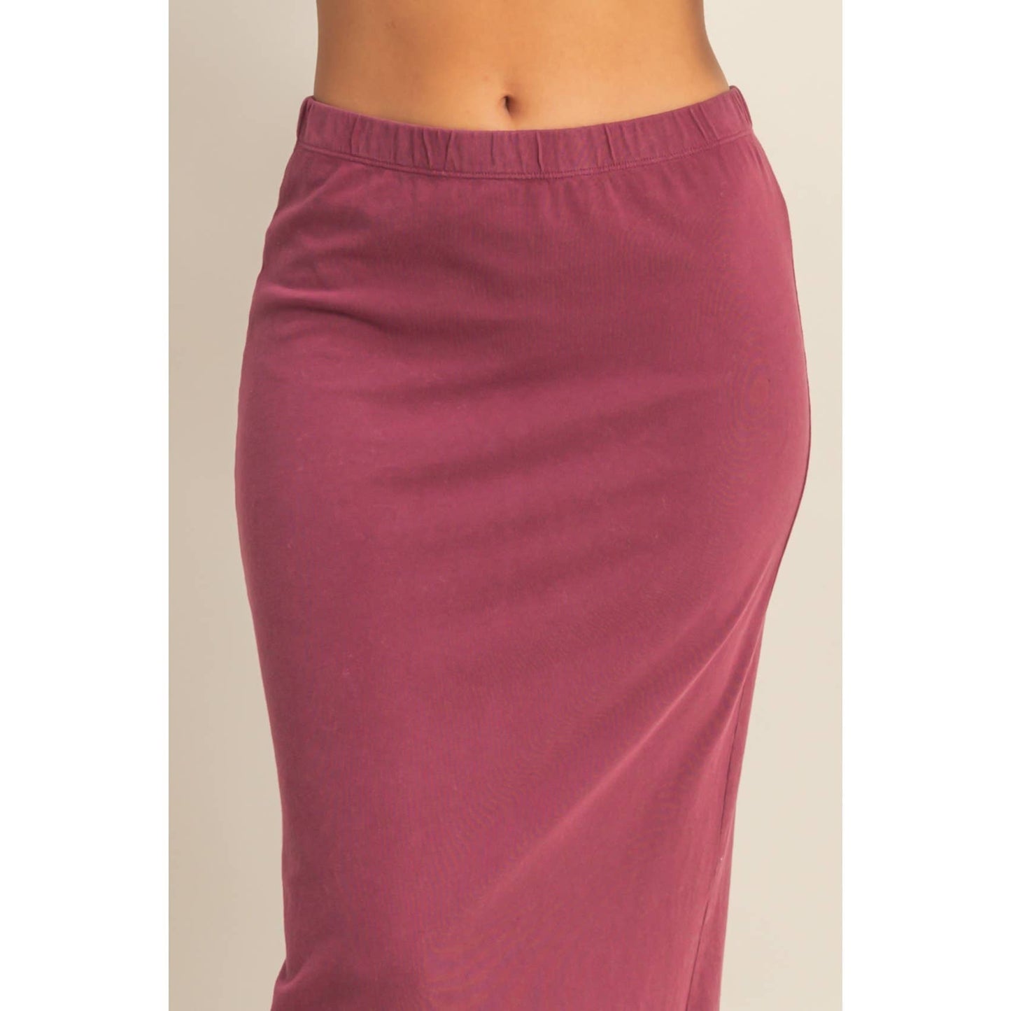 Mid-Rise Mineral Washed Casual Maxi Skirt: DARK TAUPE / S-M-L(2-2-2)