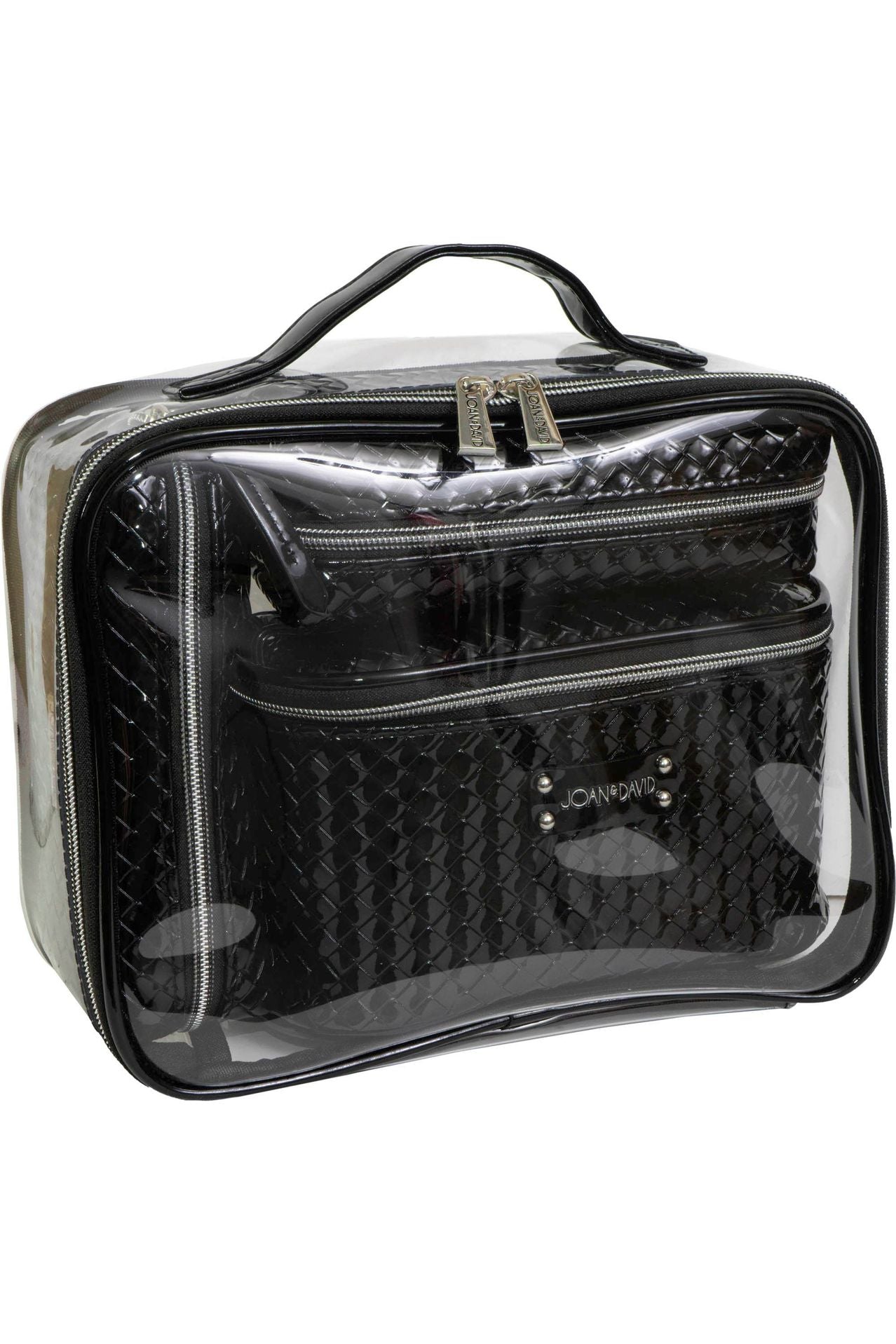 Joan & David Patent Woven 4 Piece Clear Cosmetic Bag Set: 104-SAGE