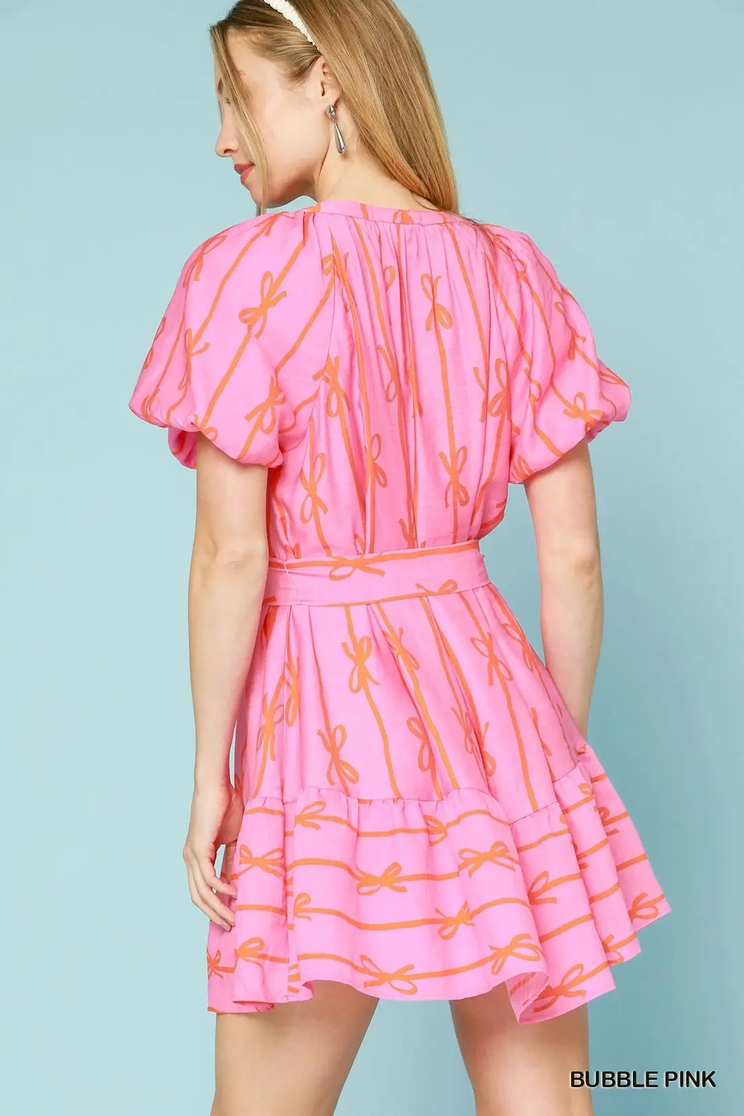 Bow Print Flutter Dress