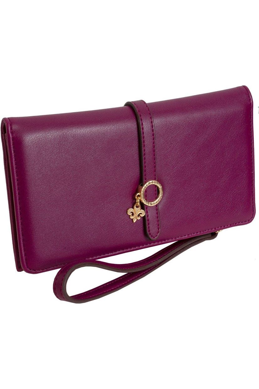 Ellen Tracy Smooth Vachetta Fleur De Li Wristlet: 233-TOFFEE