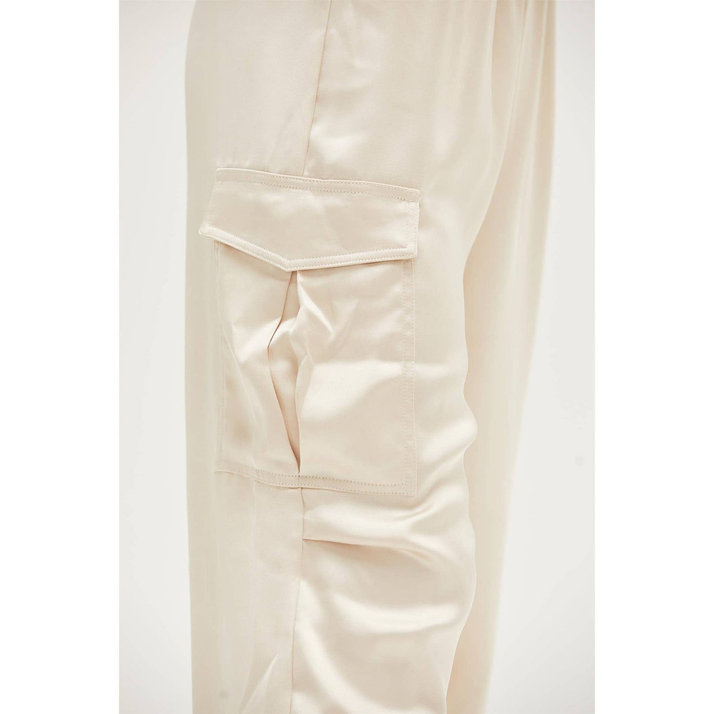 Satin Cargo Pants: ALPACA