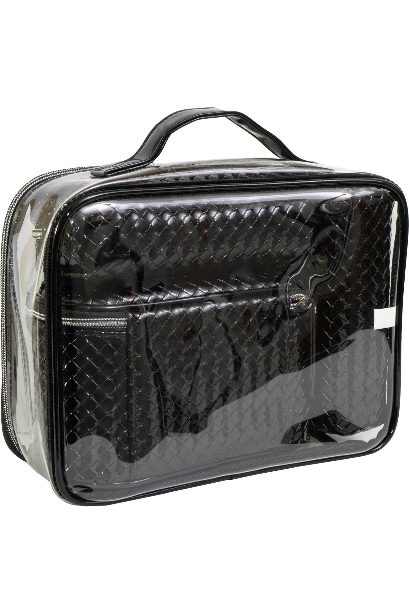 Joan & David Patent Woven 4 Piece Clear Cosmetic Bag Set: 104-SAGE