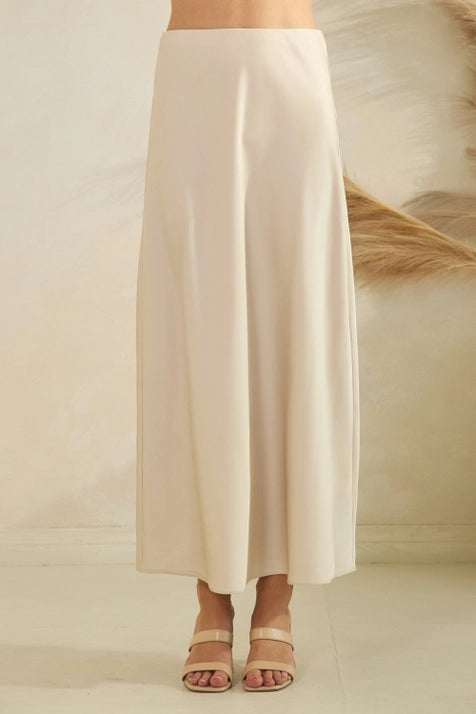 Champagne Satin Maxi Skirt