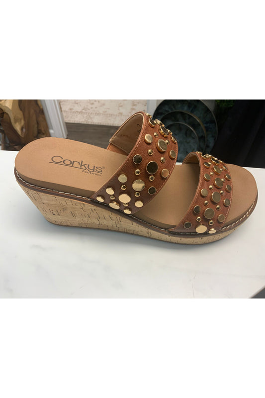 Corky’s bourbon wedge heel
