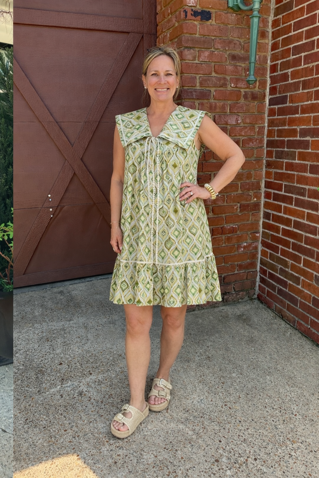 Green Sailor Collar Neck Dress