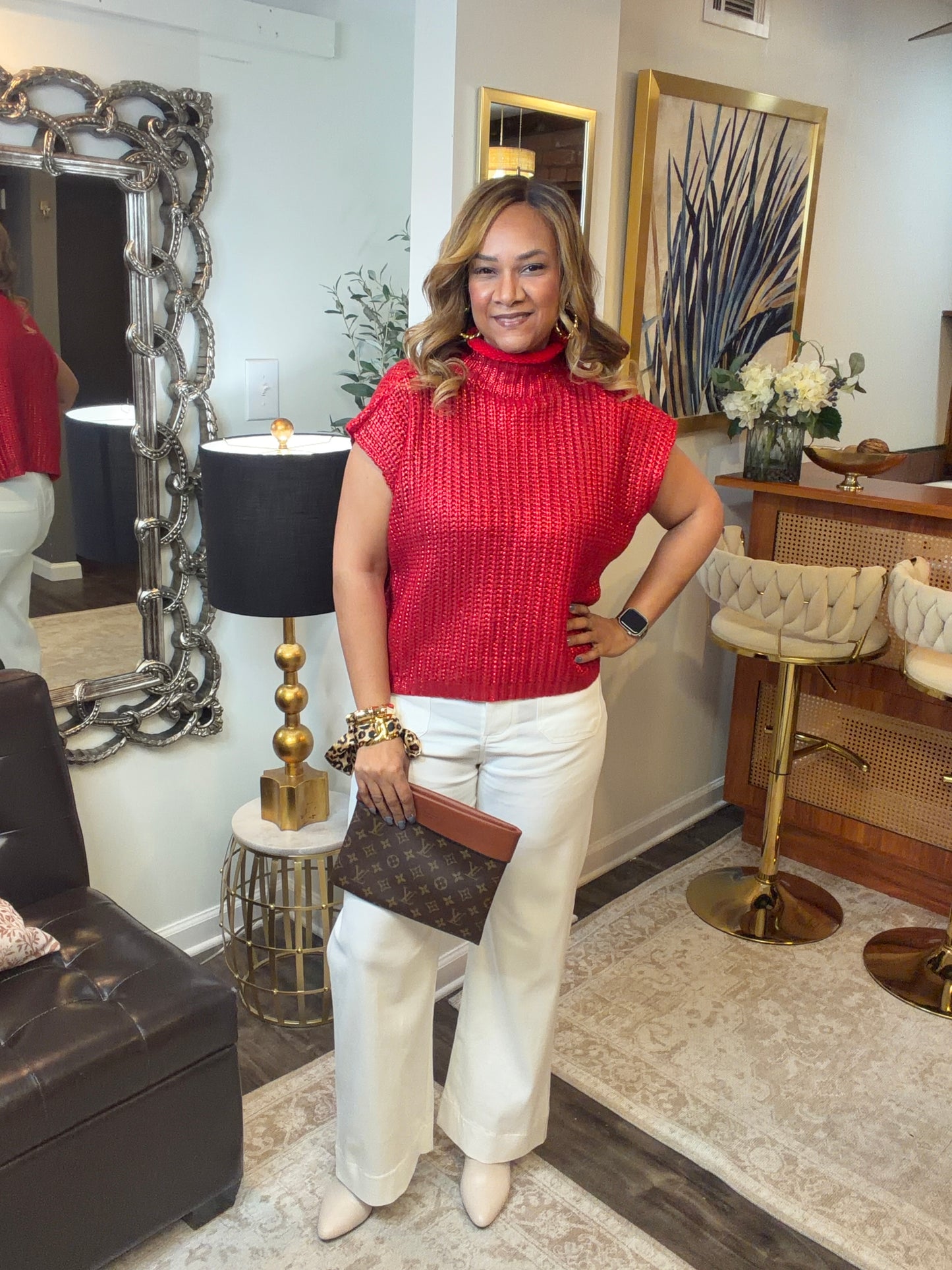 Red Shimmer Sweater - Restock