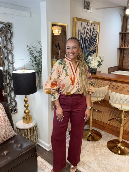 Fran Floral Print V Neck Top