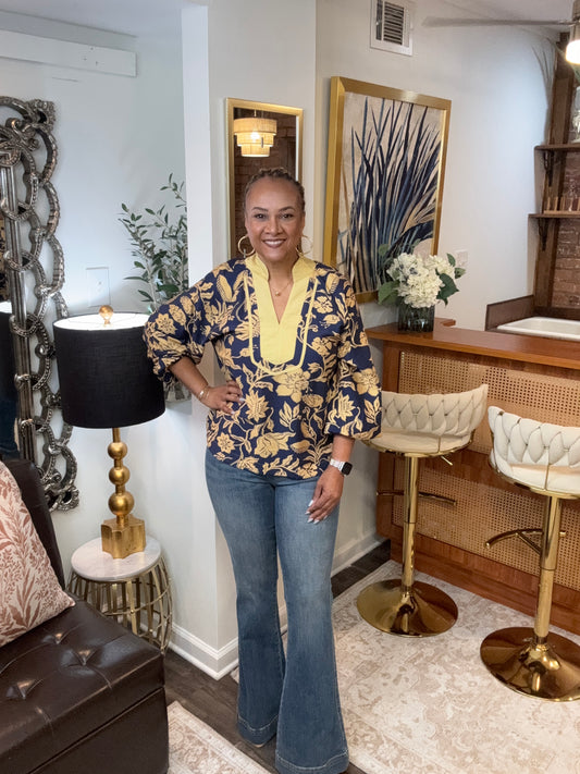 Bethany Navy & Gold Top