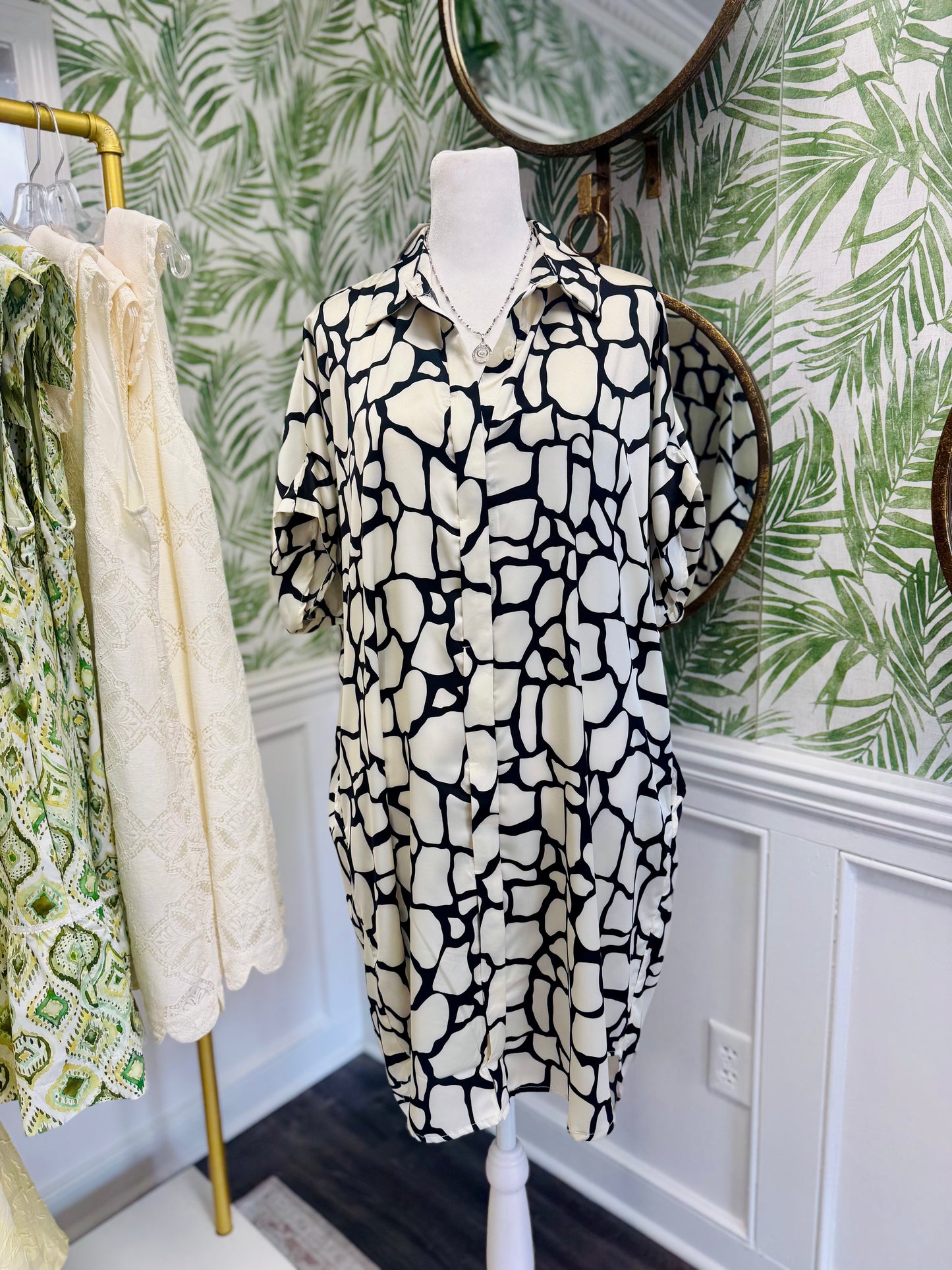 Black and Cream Animal Print Dress