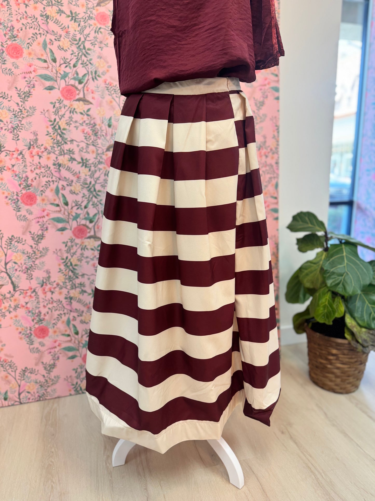 Calli Striped Midi Skirt