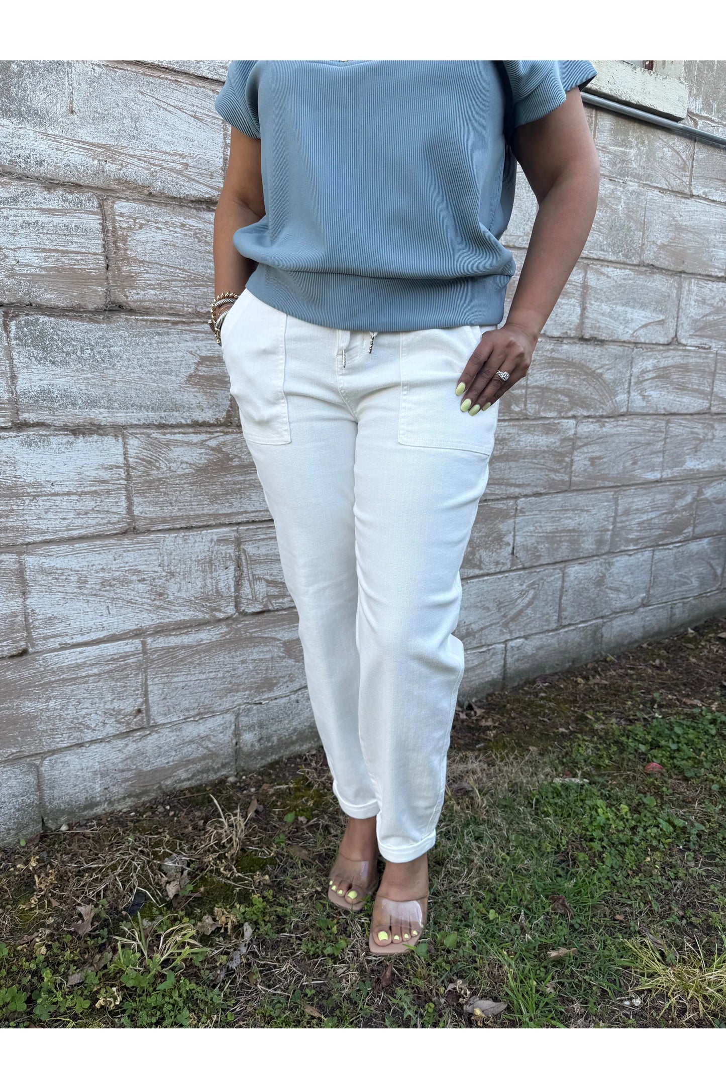 White Drawstring Judy Blue Bluejeans