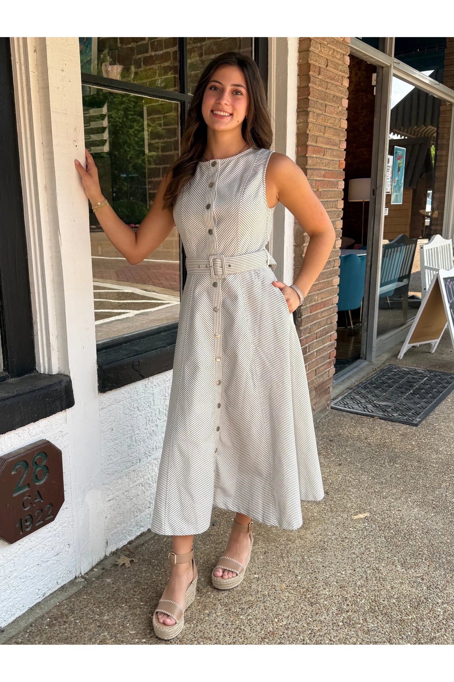 Hazel Striped Midi Dress