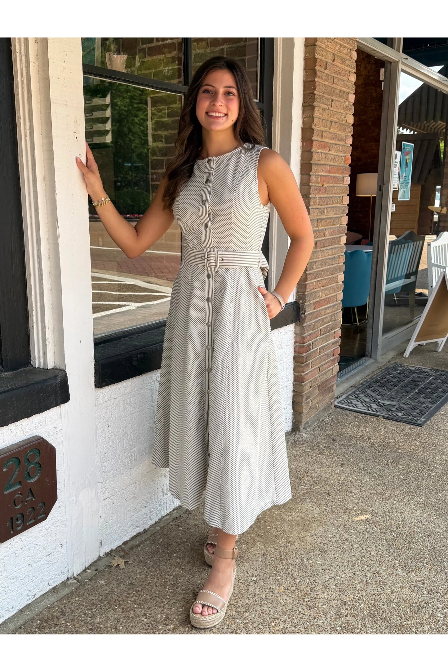 Hazel Striped Midi Dress