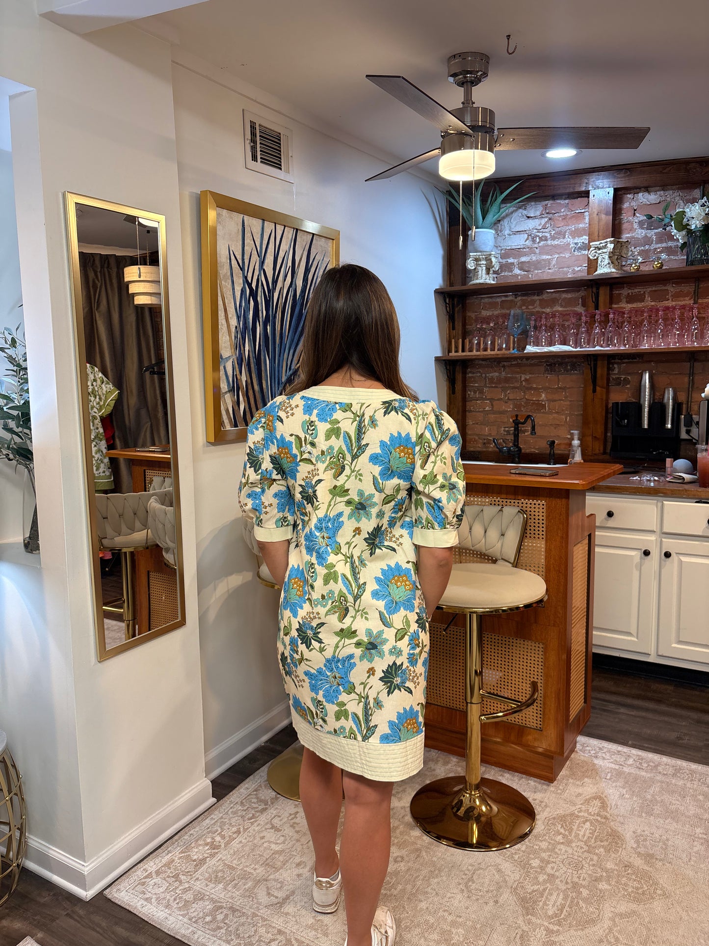 Blue Floral Mix Mini Dress