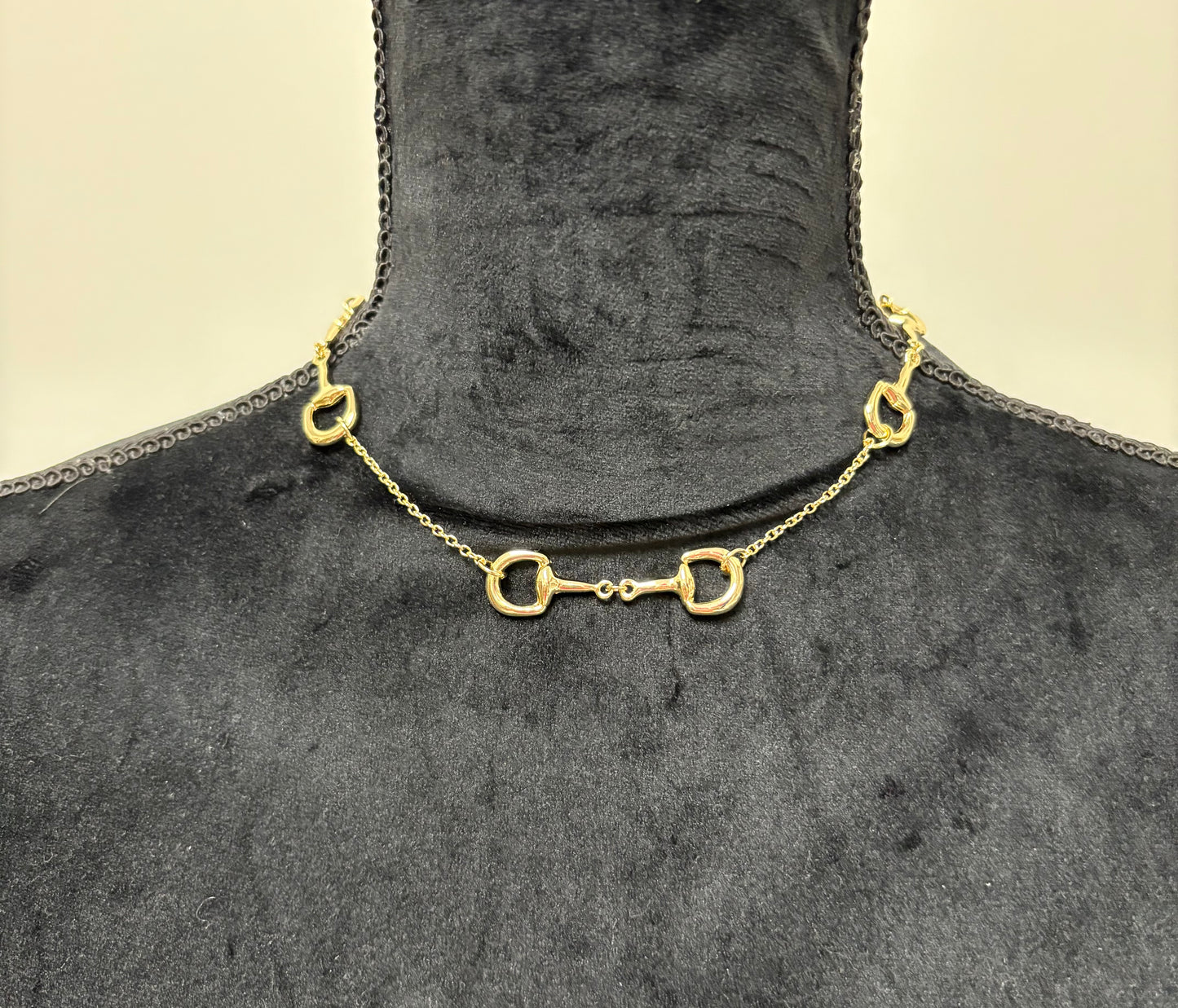 Gold Three Horse Bit Necklace