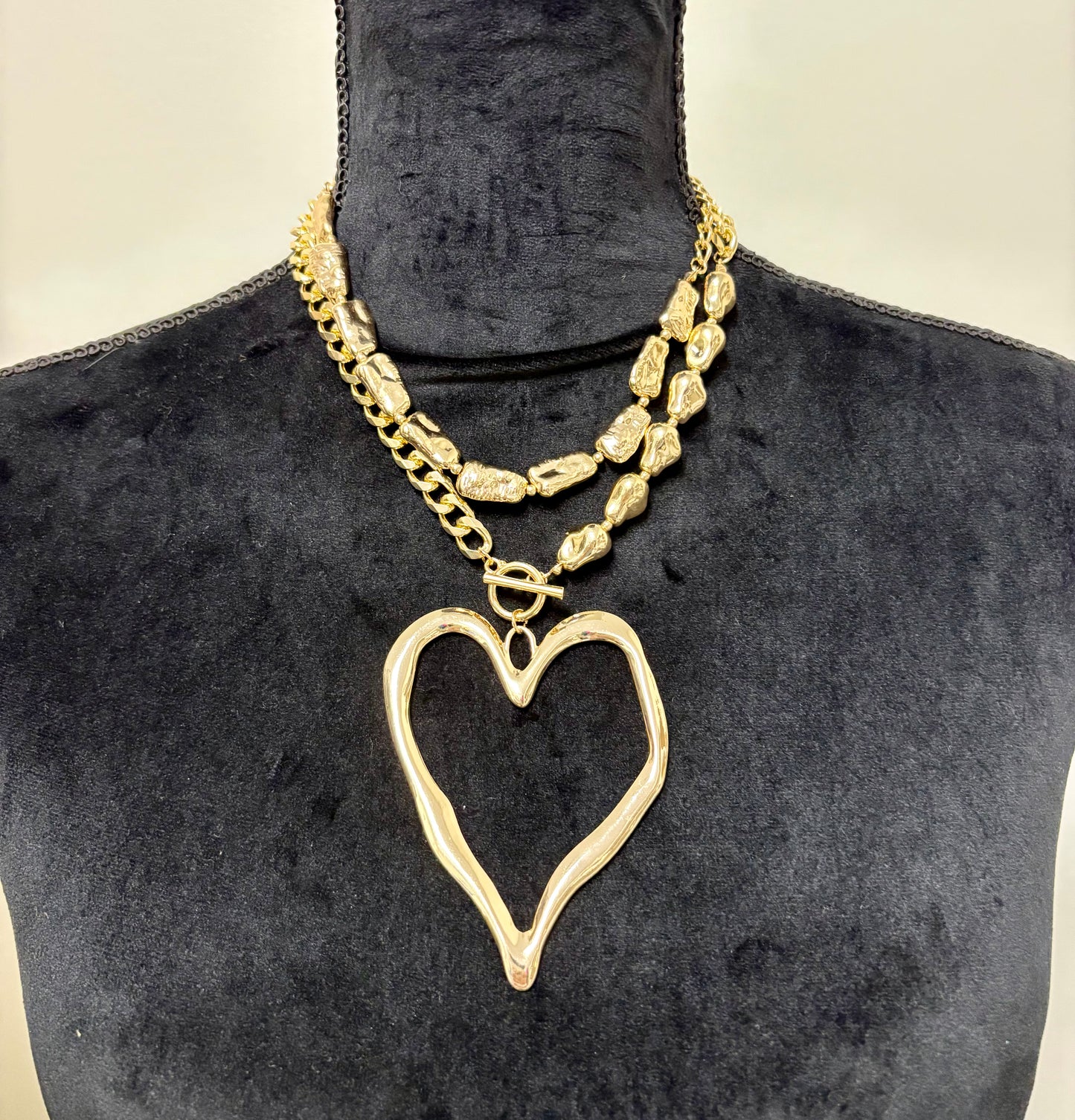 Multi Strand Open Heart Necklace