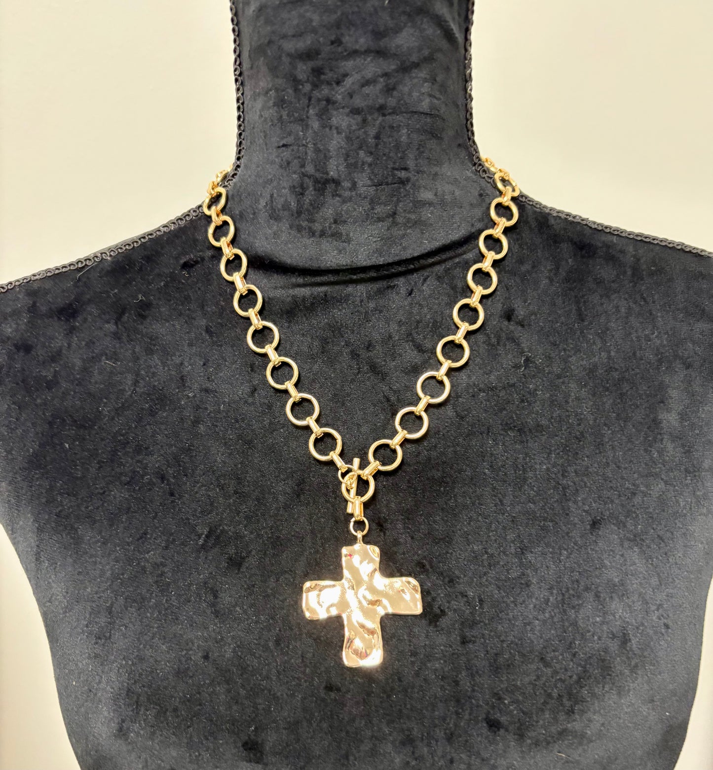 Hammered Gold Cross Necklace