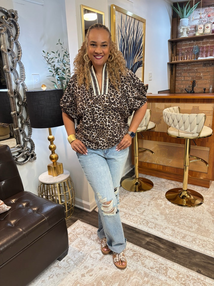 Leopard Stripe Top