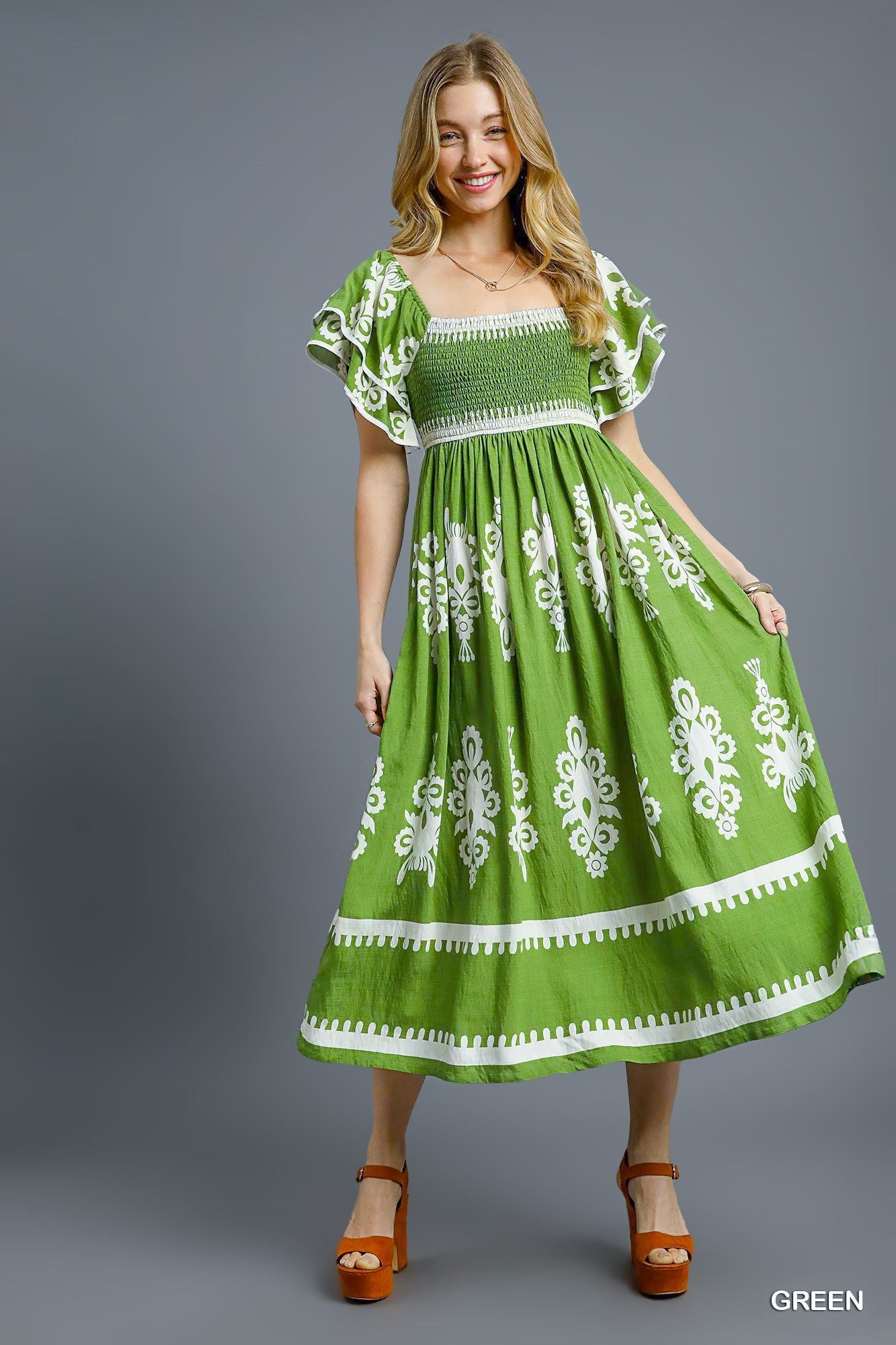 Maria Green Midi Dress