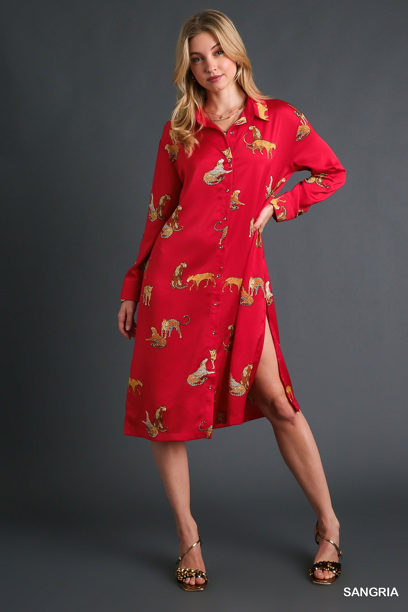 Leopard Side Dress in Red