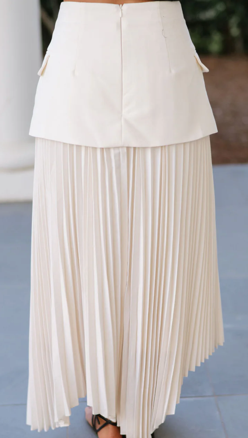"Lana" Pleated Ivory Skirt