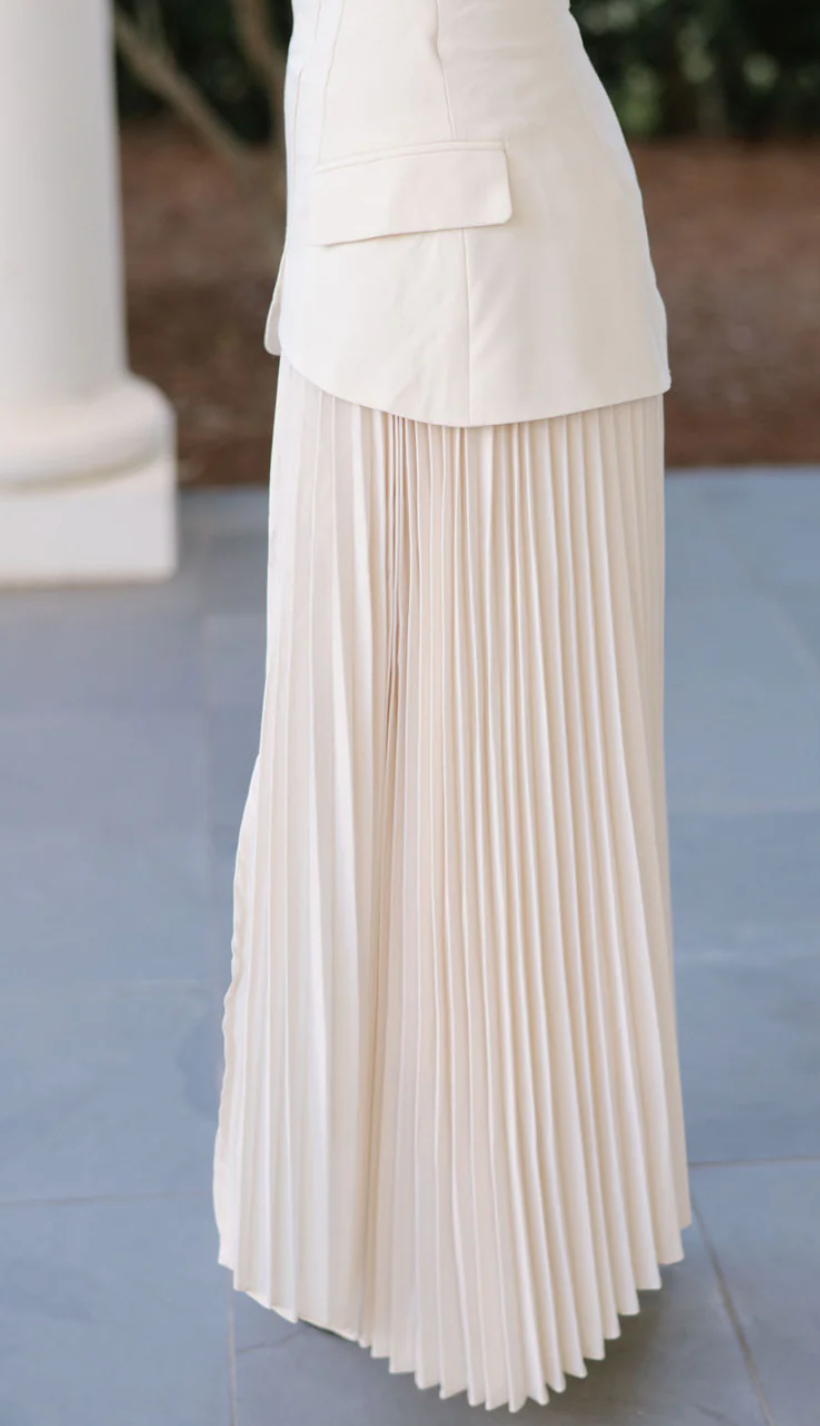 "Lana" Pleated Ivory Skirt