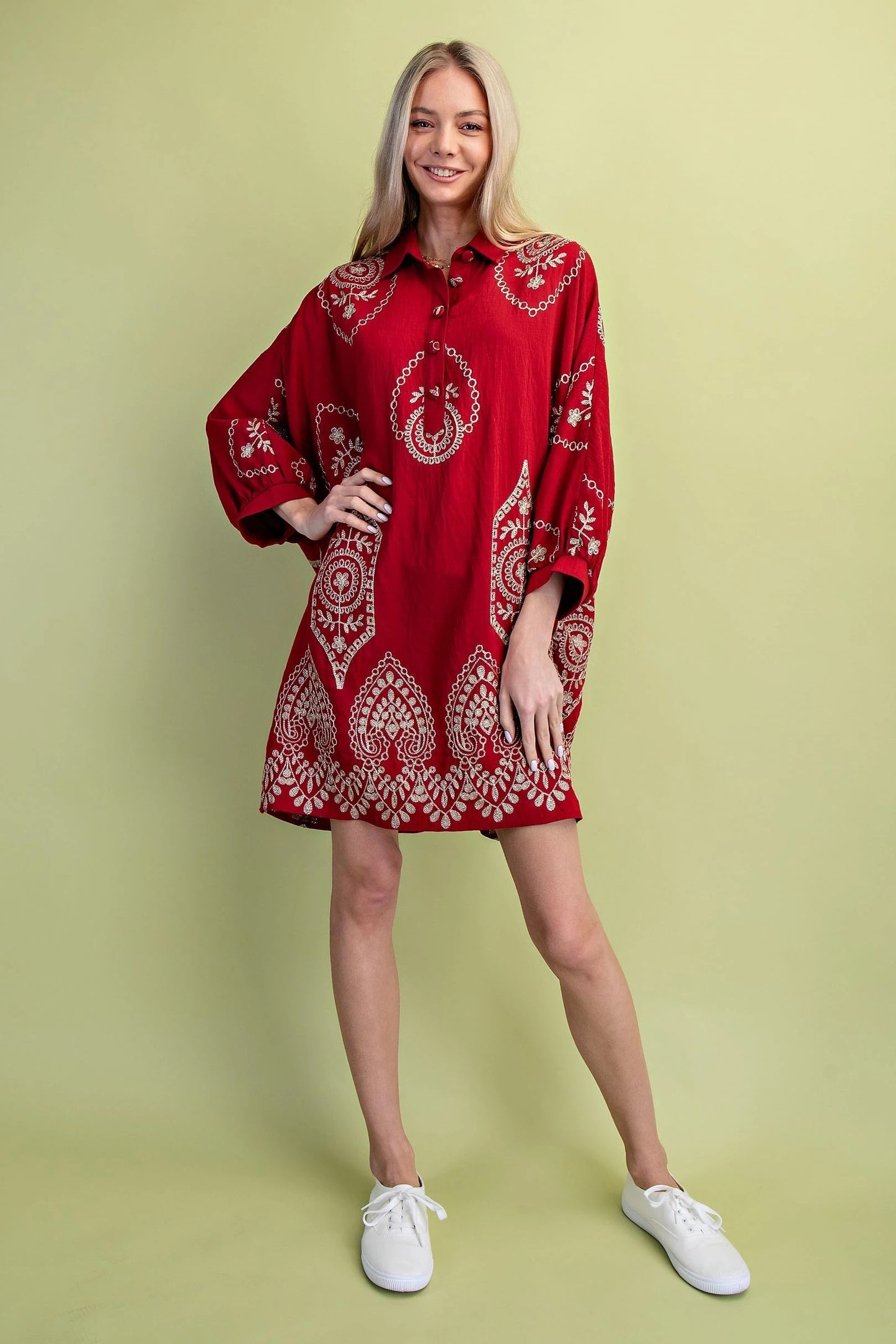 Cheri Dolman Sleeve Crimson Dress