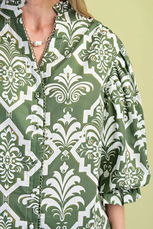 Dawn Button Down 3/4 Sleeve Top