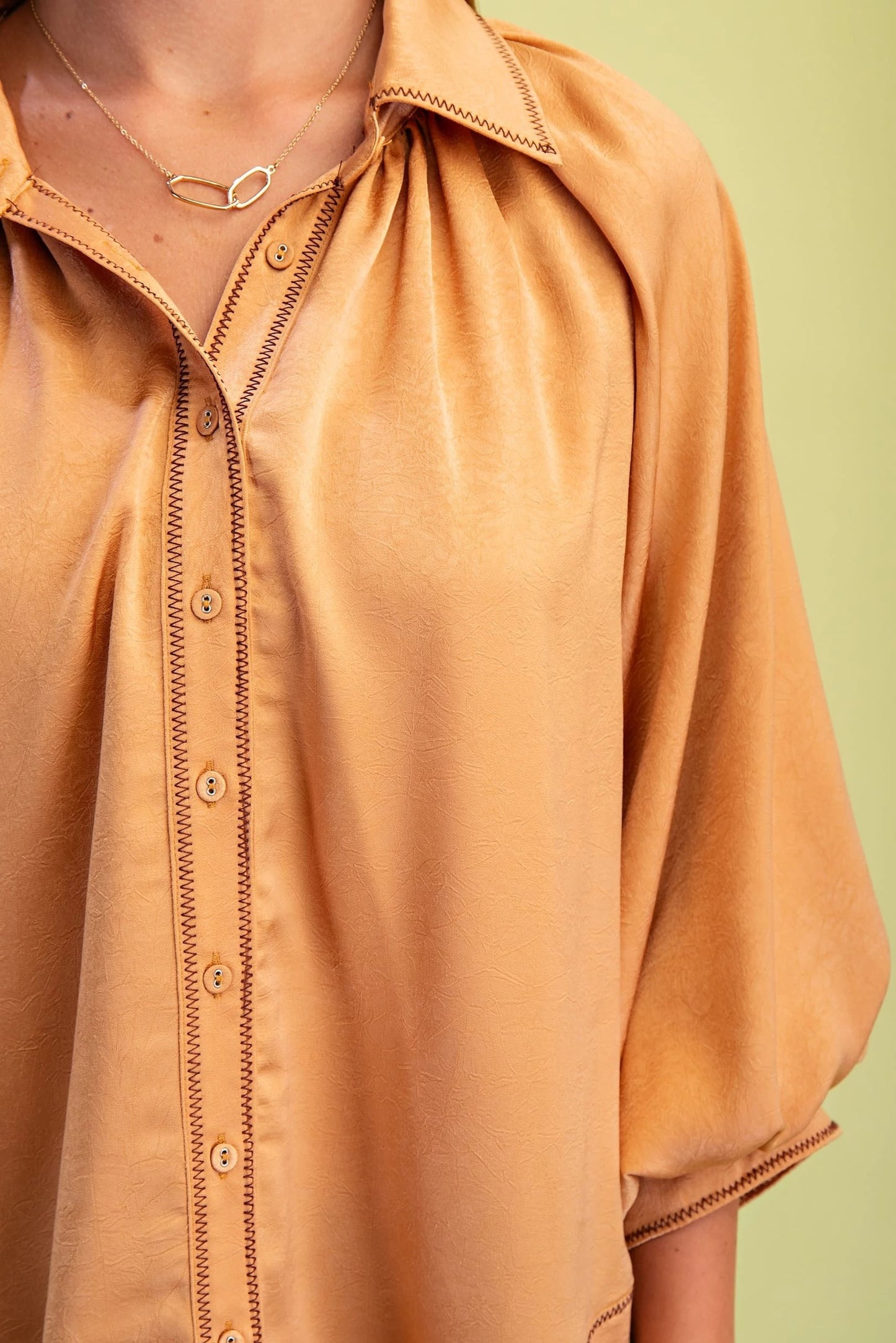 Sheala Satin Balloon Sleeve Top