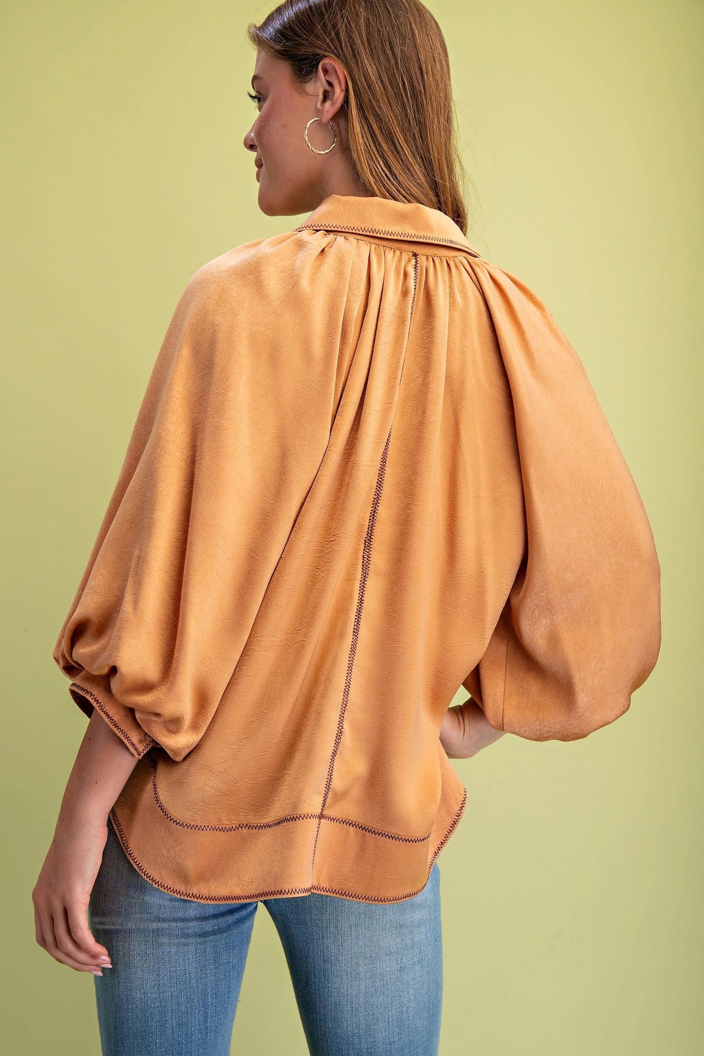 Sheala Satin Balloon Sleeve Top