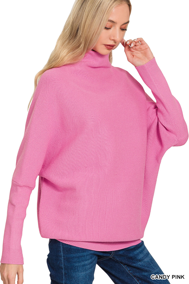Dolman Sleeve Mock Neck Sweater