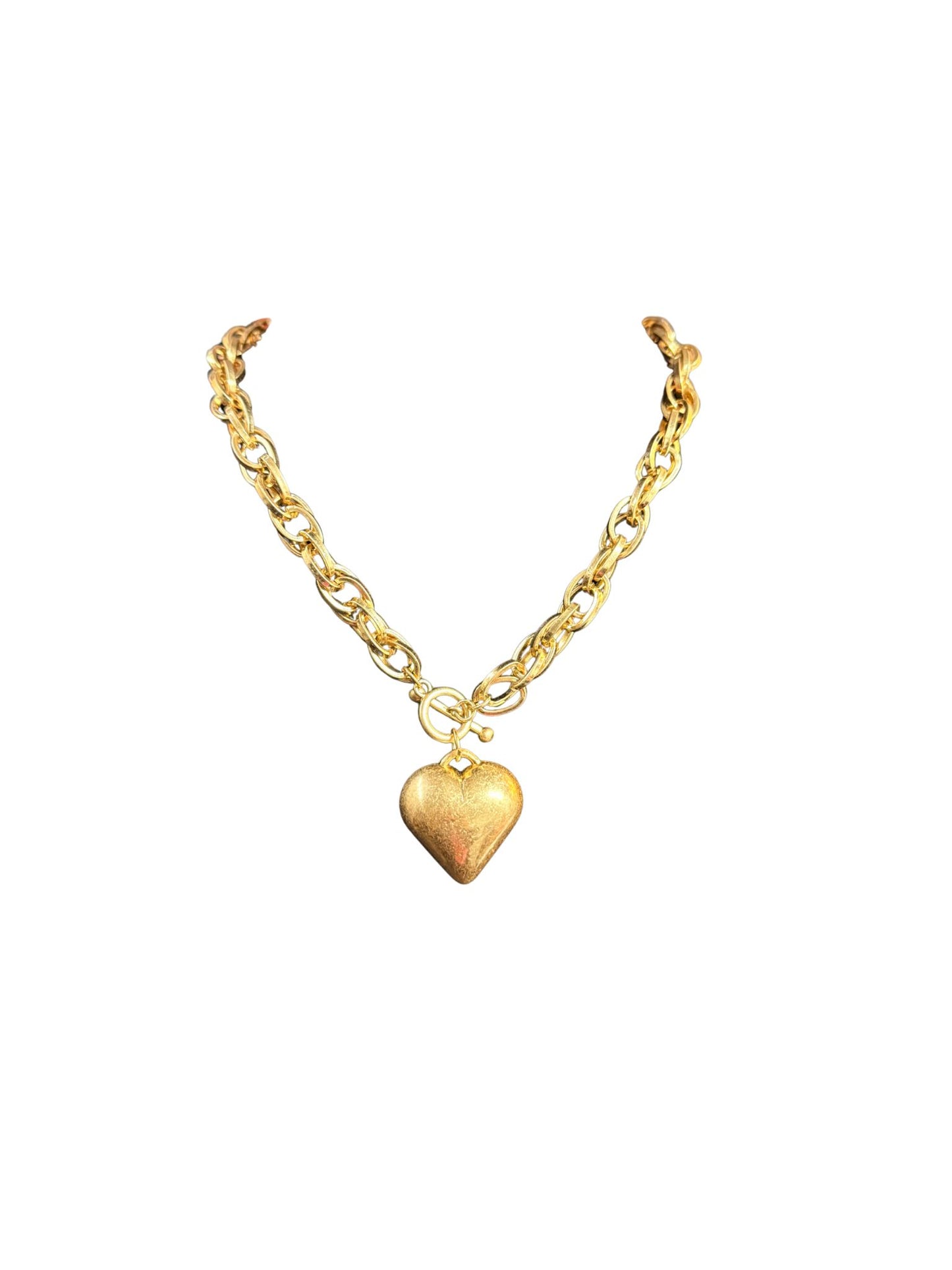 Matte Gold Heart Necklace