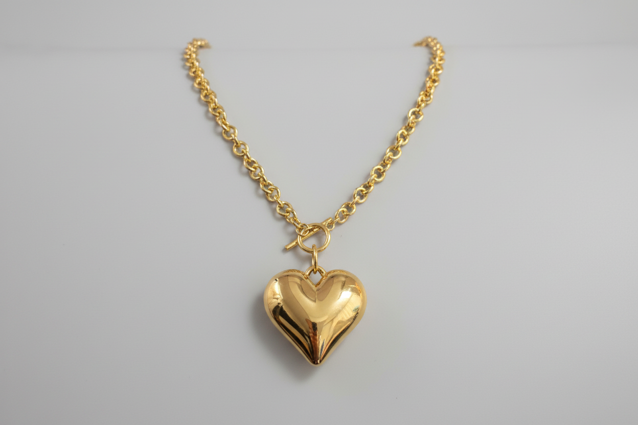 Gold Heart Bubble Necklace
